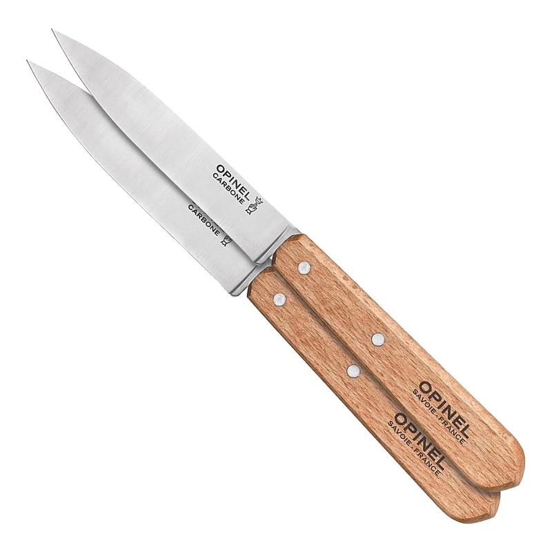 Opinel No. 102 Paring Knives 2 PIECE SET, Carbon Steel Everyday Use Prep Knives for Chopping, Peeling, Slicing, Trimming, Stabilized Sustainably Harvested Beechwood Handles, Made in France - Image 4